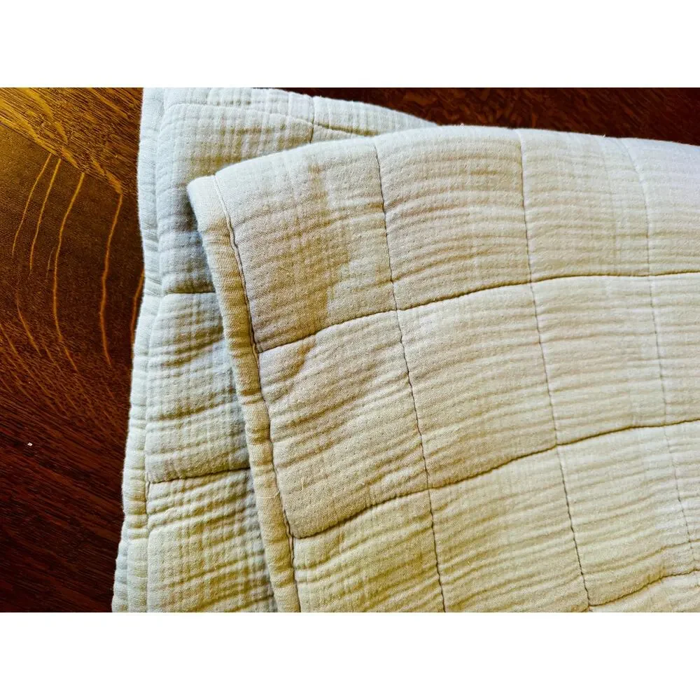 QUINCE Organic Cotton Gauze Box Quilt Sham Set KING in Dune